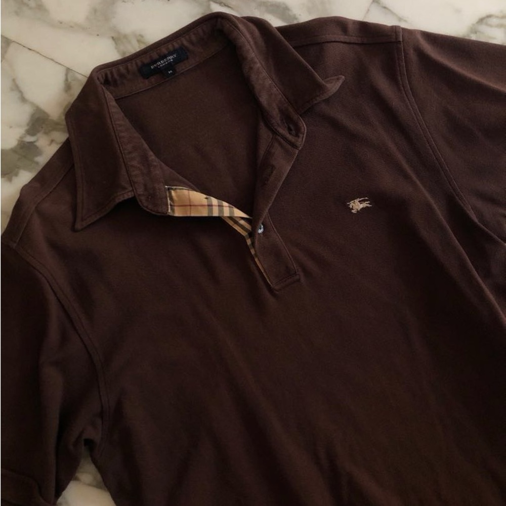 Men’s Burberry London Brown Polo Classic Fit Size Large Perfect Condition.